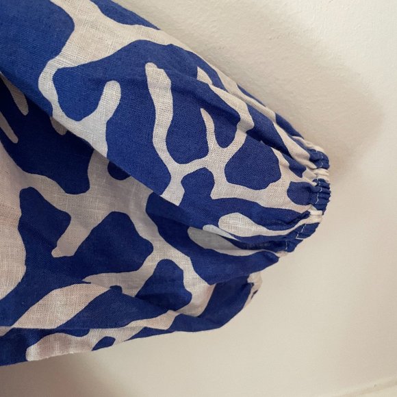 NWT H&M Bright Blue Pattern Linen Blend Short Dress Size: Medium - Picture 10 of 12